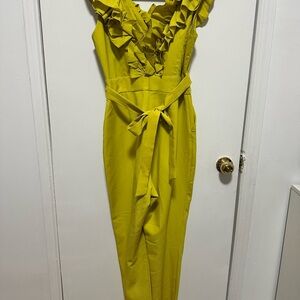 Chic Ruffled Lime Jumpsuit